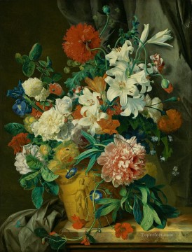 Stilleven は ポット Jan van Huysum の古典的な花の中でブルーメンの花に出会った Oil Paintings